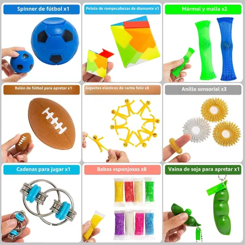Vista 5 de 76 piezas Juego de juguetes sensoriales para aliviar el estrés, paquete antiansiedad, juguetes sensoriales para niños y adultos, paquetes
