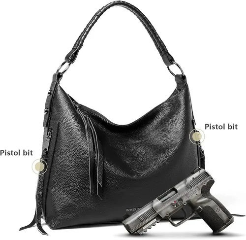 Vista 3 de BOSTANTEN Bolsos de cuero para mujeres ocultos llevar señoras grandes diseñador Hobo bolsas paquete con mujeres cartera de cuero RFID bloqueo