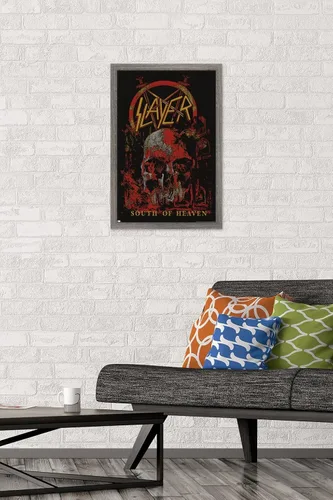 Vista 2 de Trends International Slayer - Póster de pared del sur del cielo, 22.4 pulgadas de largo x 14.7 pulgadas, versión enmarcada en madera de granero