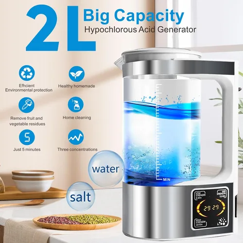 Vista 2 de Generador portátil de ácido hipocloroso (HOCL), generador de solución hipoclorosa de sodio de 2L, sistema de agua electrolizada de fabricación