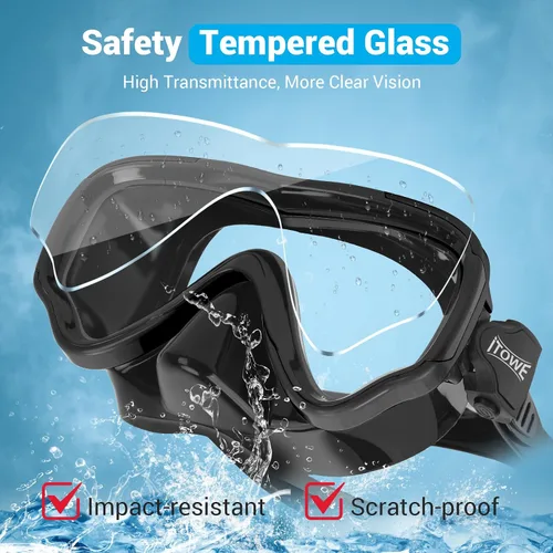 Vista 3 de Gafas de natación para adultos, hombres y mujeres, con cubierta de nariz, vidrio templado de 180°, visión clara, máscara de piscina, gafas de buceo