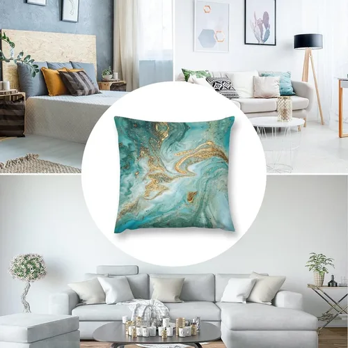 Vista 6 de Funda de almohada decorativa cuadrada de 18 x 18 pulgadas, mármol verde con purpurina dorada, funda de almohada decorativa de algodón con cremallera