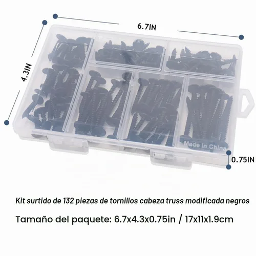 Vista 7 de JEGONFRI #8 Kit surtido de tornillos de madera negra con cabeza de armadura modificada, 132