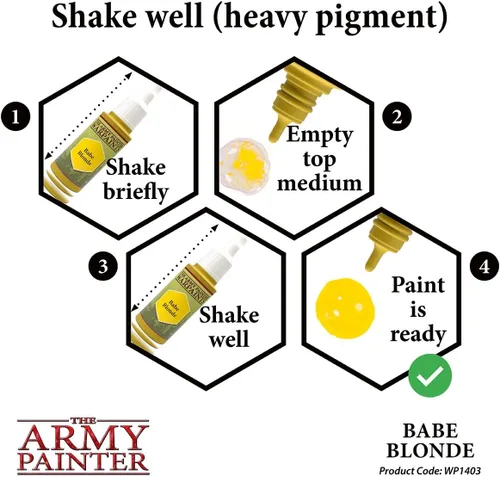 Vista 5 de The Army Painter Babe Blonde Warpaint - Pintura acrílica no tóxica a base de agua muy pigmentada para juegos de rol de mesa, juegos de mesa