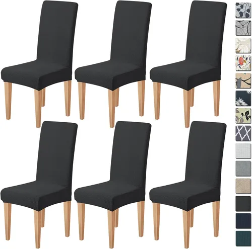 Vista 44 de Dioxide Fundas de Silla de Alto Estirar para Sillas de Comedor, Juego de Fundas de Silla de Comedor Lavables de 4, Fundas de Asiento de Silla