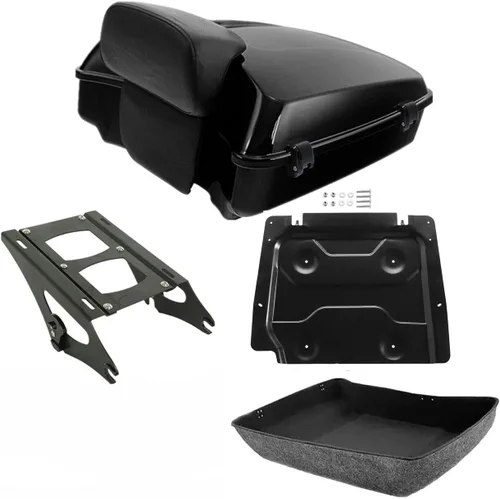 Vista 21 de TCMT Pestillos Negros de 10.7" para Maletero Cortado, Almohadilla de Respaldo, Luz Trasera LED con Señal de Giro Compatible con Harley Touring