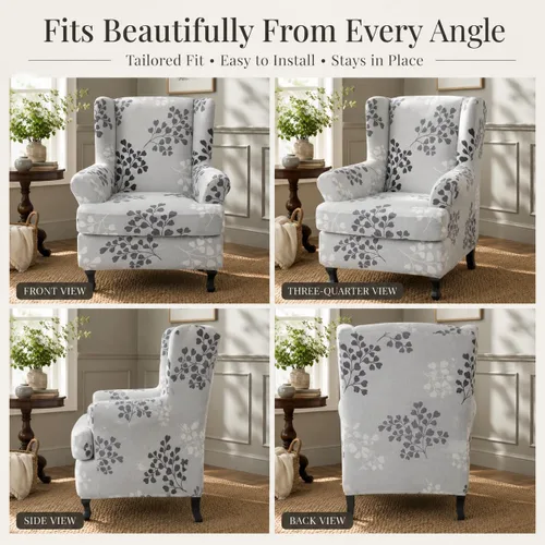 Vista 7 de NILUOH Wingback - Fundas para silla de 2 piezas, fundas para sillón para sala de estar Funda suave para muebles de cuero y tela, antideslizante