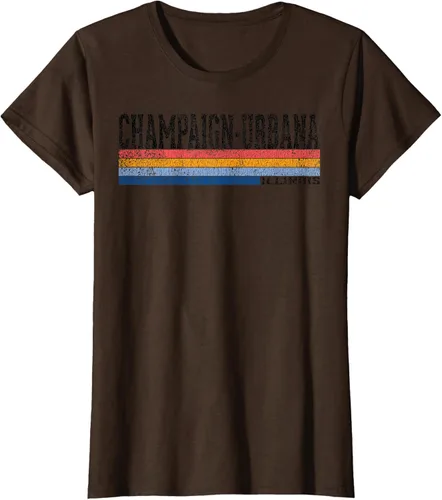 Vista 24 de clásico 1980s estilo champaign-urbana Illinois T Shirt, hombre 2XL, Blanco