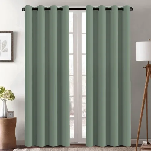 Vista 22 de Cortina opaca para puerta de armario, división de habitación, cortina de tratamiento de ventana para dormitorio, cortina de privacidad con Verde
