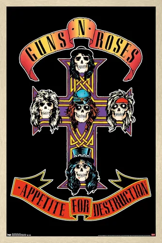 Vista 12 de Trends International Guns N' Roses - Póster de pared con cruz, 14.725 x 22.375 pulgadas, versión con marco de madera tipo granero Versión enmarcada