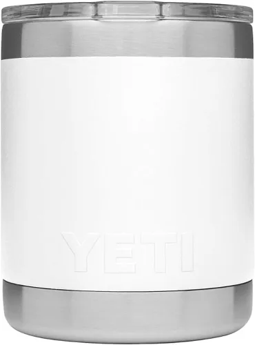 Vista 3 de YETI Rambler Lowball de 10 onzas, con aislamiento al vacío, acero inoxidable con tapa estándar Blanco