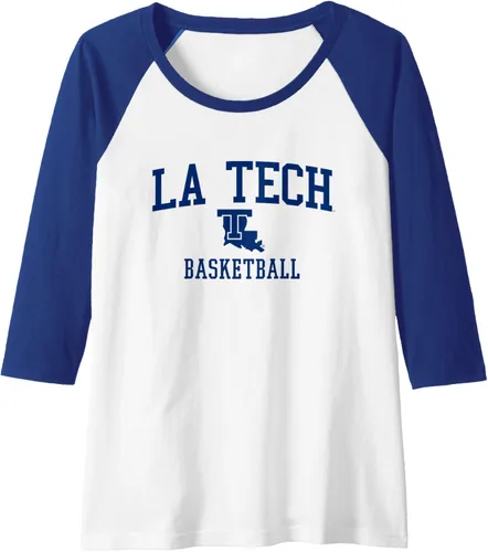 Vista 4 de Louisiana Tech Bulldogs - Camiseta de béisbol raglán para baloncesto, Negro