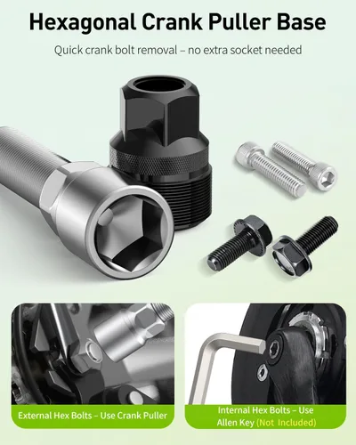 Vista 6 de Pawfly Kit de extractor de manivela de bicicleta, herramienta de extracción de manivela para cónica cuadrada, Shimano Octalink y brazos de manivela