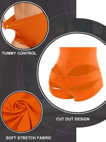 Vista 2 de Pantalones cortos de yoga recortados para levantamiento de glúteos, pantalones cortos de cintura alta para entrenamiento, gimnasio, pantalones