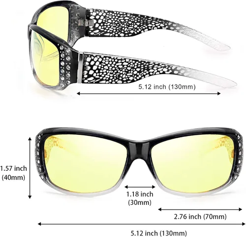 Vista 4 de IGnaef Gafas de conducción de visión nocturna para mujer, diseño de moda polarizado, lentes amarillas antirreflejos para conducir