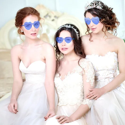 Vista 6 de VJJB Lentes de sol de corazón para mujer, lentes en forma de corazón, gafas de despedida de soltera, accesorios de moda para regalos de cumpleaños