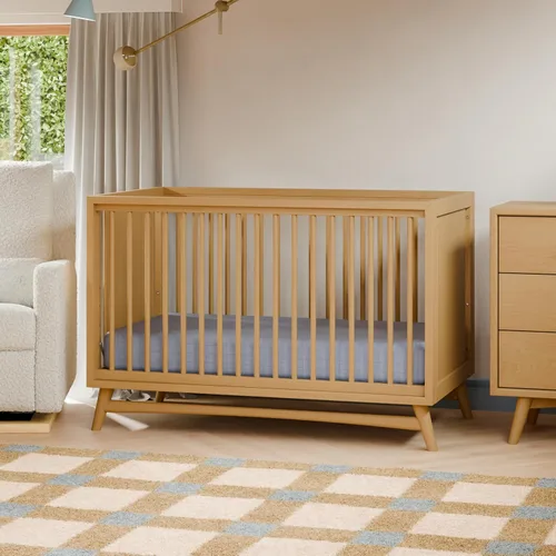 Vista 3 de Babyletto Peggy - Cuna convertible 3 en 1 con kit de conversión de cama para niños pequeños en miel, certificado Greenguard Gold