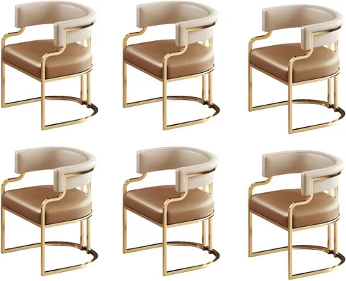 Vista 18 de Sillas de comedor de cocina para interiores, silla lateral tapizada para el hogar, silla con brazo de respaldo bajo, silla de comedor con piel