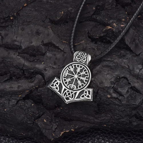 Vista 4 de YOSOPRETTY Viking Necklace for Men 925 Sterling Silver Berserk Behelit Mjolnir Thor Hammer Pendant Necklace Norse Viking Jewelry Gifts for Men Boys