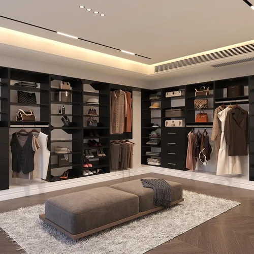 Vista 5 de Unidad Colgante Doble Mediana para Closet, Sistema Modular de Closet, Organizador de Sistema de Closet de Madera con Almacenamiento para Walk-in