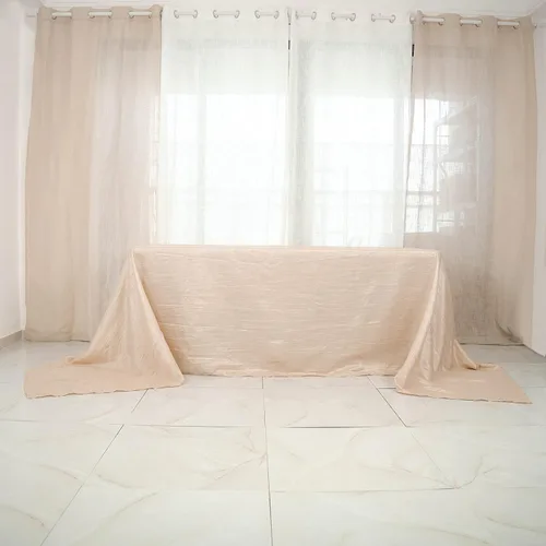 Vista 9 de Mantel rectangular de tafetán arrugado de acordeón de 90 x 132 pulgadas, manteles de boda, manteles de mesa, decoración de eventos, manteles