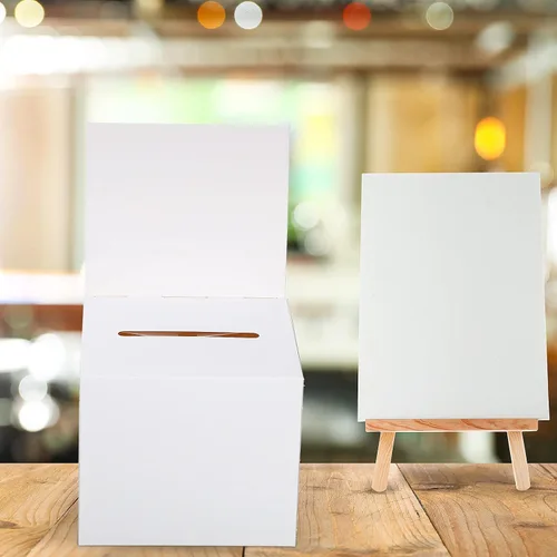 Vista 7 de Spakon 18 urnas de cartón con ranuras para sugerencias con cabecera, cajas de donación para recaudación de fondos, recolección de tarjetas de visita