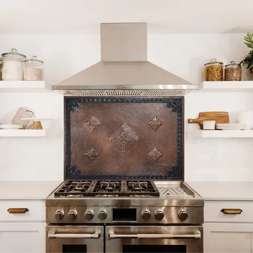 Vista 5 de Kitchen Backsplash, Diamonds with Celtic Border Copper Backsplash, Victorian Copper Backsplash Panel, Handmade Copper Backsplash Tile, Indoor