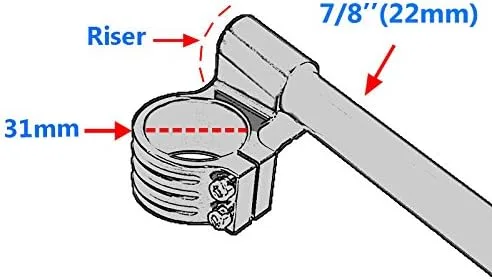 Vista 5 de 1.220 in 7/8" CNC aluminio motocicleta plata tenedor tubo clip en manillar elevador cabezas reemplazables ajuste para universal bike cafe racer