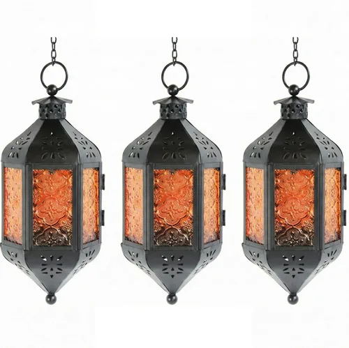 Vista 15 de Vela Lanterns Farol portavelas decorativo marroquí colgante de 11.5 pulgadas, portavelas para interiores y exteriores, para patio, porche, ramadán