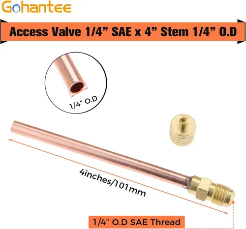 Vista 4 de Válvula de acceso/servicio 10PCS 1/4 '' SAE x 1/4 '' OD x 4 '' núcleo de vástago de refrigeración AC