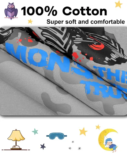 Vista 5 de Boys Pajamas 4 Pieces Long Set 100% Cotton Sleepwear Size 18 Months-12 Years