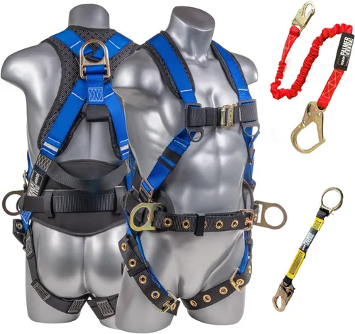 Vista 17 de Palmer Safety Arnés de seguridad de protección contra caídas Hammerhead Series Kit de seguridad I Arnés Premium + Cordón + Kit de extensor de anillo