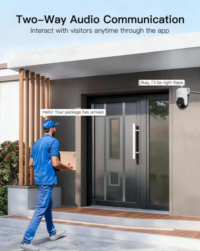Vista 7 de VIMTAG 2.5K Pan/Tilt Cámara de seguridad para exteriores con cable para el hogar, WiFi de doble banda