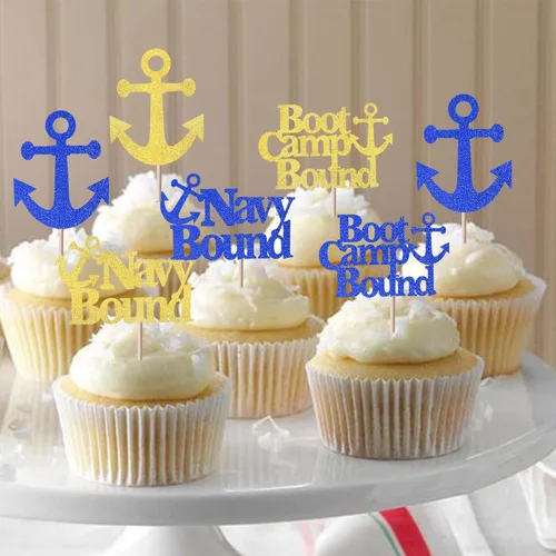 Vista 5 de 24 paquetes de adornos para cupcakes con temática militar, púas para cupcakes con temática de campo de entrenamiento, adornos para cupcakes