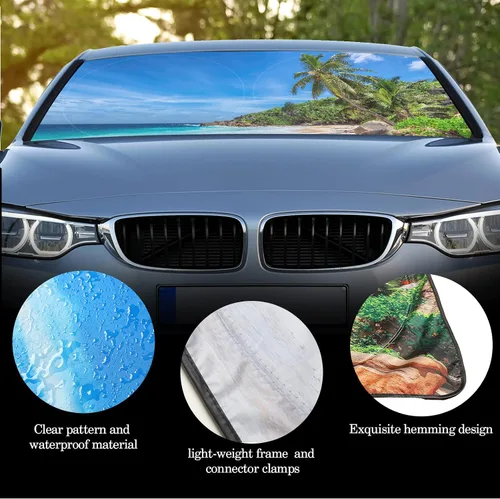 Vista 5 de Parasol plegable para parabrisas de coche, cubreventanas frontales para coche, accesorios para coche, protección contra el calor y los rayos UV