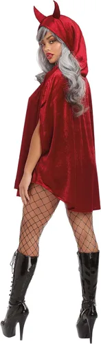 Vista 2 de Dreamgirl Womens Devil Velvet Poncho Costume, Devil Shawl Adult Halloween Costume