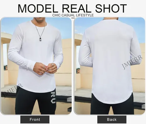 Vista 2 de JMIERR Paquete de 3 camisetas de algodón Hipster Hip Hop de cuello redondo para hombre