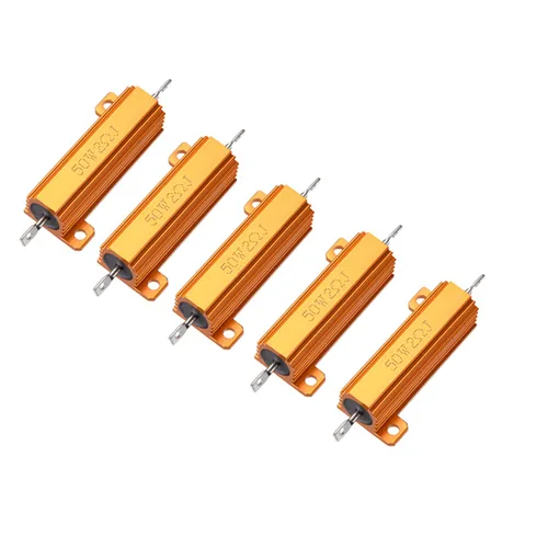Vista 11 de 5pcs 50W 1 OHM aluminio alojado alambre herido resistencia tono oro