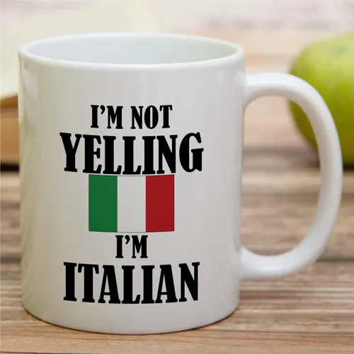 Vista 3 de Retreez Taza divertida – I'm Not Yelling I'm Italian Italy - Tazas de café de cerámica de 11 onzas – Divertido, sarcasmo, sarcástico, motivacional