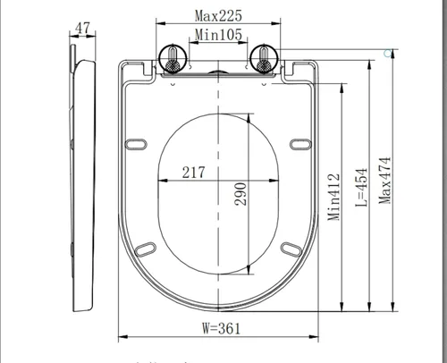 Vista 8 de Asiento de inodoro de cierre suave y enganche rápido alargado - Asientos de inodoro resistentes ajustables con bisagras de acero inoxidable