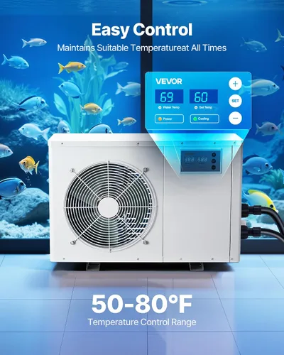 Vista 2 de VEVOR Enfriador de acuario de 150 galones, enfriador de agua de 1/2 HP para hidroponía, enfriamiento rápido para pecera, ajolote, arrecife de coral