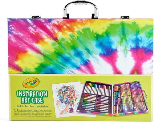 Vista 5 de Estuche de Arte Crayola Inspiration - Juego de Colorear Tie-Dye (140 piezas), Set de Suministros de Arte para Niños, Kit de Dibujo de Viaje, Regalo