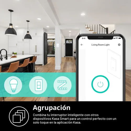 Vista 6 de Kasa Smart Interruptor de atenuación HS220, un solo polo, necesita cable neutro, interruptor de luz Wi-Fi de 2.4 GHz compatible con Alexa y Google