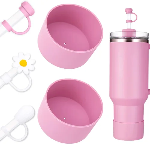 Vista 14 de Juego de funda para botas y pajilla, 2 fundas de silicona, 3 tapas de pajita, protector inferior para Stanley Cup H2.0 30 oz y 40 oz, coincidencia