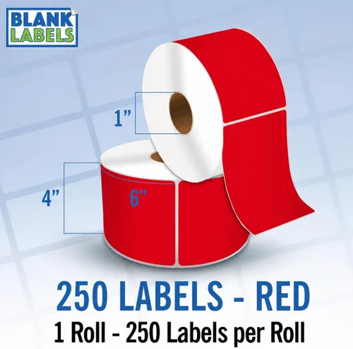 Vista 17 de Blank Labels Etiquetas en rollo de transferencia térmica directa de 4 x 6 pulgadas, 290 azules Núcleos de 3 pulgadas con Perfs Easy Tear