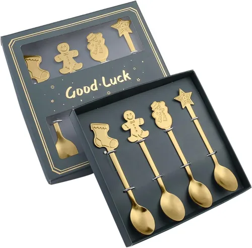 Vista 13 de Juego de cucharas de Navidad, cuchara de café creativa de acero inoxidable, cucharas de té de Navidad para revolver, mezclar, batidos, mermelada