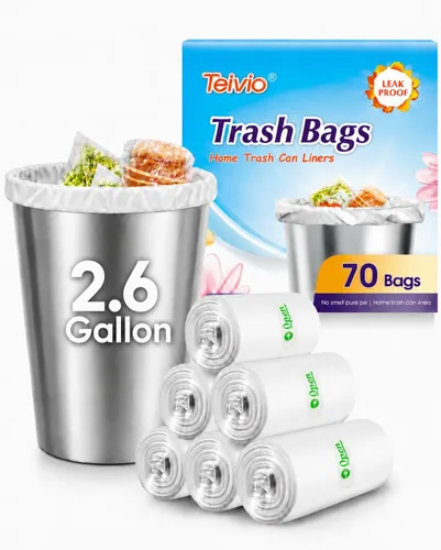 Vista 16 de Teivio, bolsas de basura medianas de 5 galones, 80 unidades, bolsas de basura para baño, bolsas de plástico para el hogar, oficina, cocina