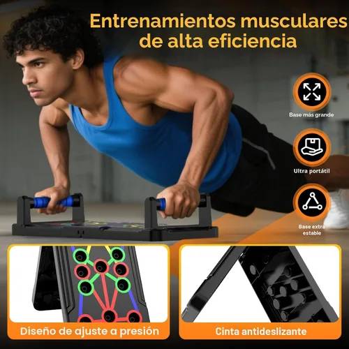 Vista 6 de Berleng Tabla de Flexiones – Soporte de fitness plegable para flexiones 36 en 1 para entrenamiento de fuerza portátil. Equipo robusto y estable