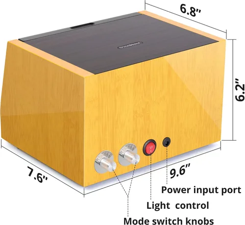 Vista 2 de Winder de reloj hecho de carcasa de bambú natural de alta calidad para 6 relojes automáticos con artesanía de alto brillo 4 modos de ajuste y motor