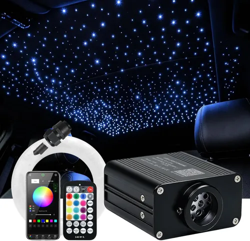 Vista 12 de Twinkle Starlight Headliner Light,16W 400pcs 6.5ft LED Star Kit de luz de fibra óptica de techo APP/Control remoto para coche/hogar/fiesta